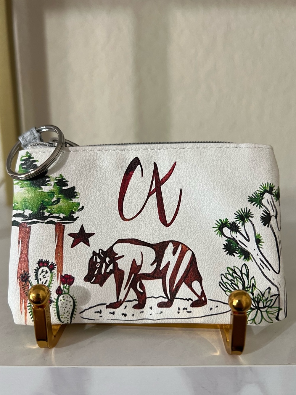 Starbucks White Zip Card Holder with California Bear - Limited Edition